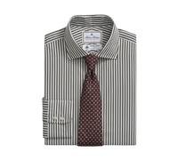 Striped Regular Fit Thomas Mason Dress Shirt with English Spread Collar, male, Brooks Brothers, Formal Shirts, Green, L, Shirts L