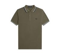 Striped Ribbed Cotton Polo Shirt - male - Fred Perry - Polo Shirts - Green - 2XL - Tops 2XL