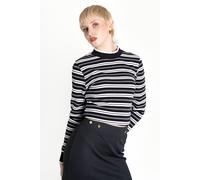 Striped Ribbed Long Sleeve High Neck Jersey Top Enorsia Black 14
