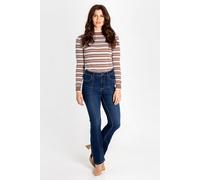 Striped Ribbed Long Sleeve High Neck Jersey Top Enorsia Brown 10