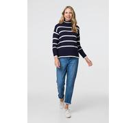 Striped Roll Neck Relaxed Jumper Izabel London Blue 12