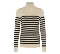 Striped roll-neck top for women KAFFE Lizza Beige S