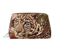 Striped Rose and Leopard Printed Makeup Bag for Women Portable Leather Make up Bag Travel Zipper Cosmetic Bags Organizer