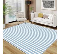 Striped Rug - Nautical Blue and White Stripe Small Rugs for Bedroom 40x60, Coastal Simple Floor Mat Soft Washable Non Slip Indoor Mats, Striped Home Decor