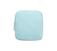 Striped Sanitary Napkin Storage Bag Portable Menstrual Pad Bag Cute Period Pad Pouch Feminine Product Pouches Tampon Storage Pouch Small Makeup Bag for Women Ladies Girls Blue