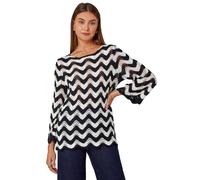 Striped Scallop Edge Tunic Jumper Roman Black 12