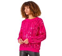 Striped Sequin Knitted Jumper Roman Magenta One Size