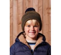 Striped Set for Boys: Beanie + Snood + Mittens/Gloves khaki
