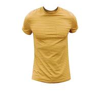 Striped Shirt for Men 2025 Summer Work Out Tops Mens Casual Pocket Sleeve T Shirts Basic Summer Cotton Soft Tops Striped Top Men's Crew Neck Top Big T Shirts for Men (Yellow, L)