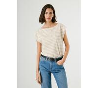 Striped Short Sleeve T-Shirt Beige/Gold-Coloured