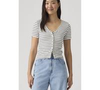 Striped Short V-Neck T-Shirt white/blue