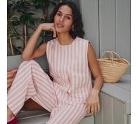 Striped Sleeveless Cardigan Ivory/Pink Striped