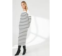 Striped Slouchy Knitted Midi Dress Principles Ivory S