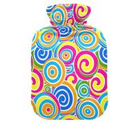 Striped Spirals Candy Like Colors hot Waterbottle with Soft Cover, 2L Water Bottle Bag for Period Cramps, Hand Feet Warmer, bolsas de agua Caliente para Dolores
