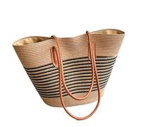 Striped Straw Tote Bag for Women, Handwoven Beach Shoulder Crossbody Bag | Lining Large Capacity Holiday Shopper Handbag Perfect for the beach, the pool, vacations, farmers' markets