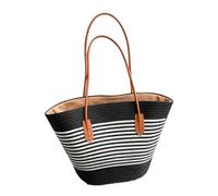 Striped Straw Tote Bag for Women, Handwoven Beach Shoulder Crossbody Bag | Lining Large Capacity Holiday Shopper Handbag Perfect for the beach, the pool, vacations, farmers' markets