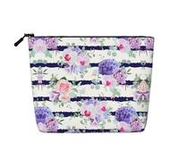 Striped succulents Fake Hemp Makeup Bag - Travel, and Daily Storage Essential - Reusable Cosmetic Bag, Zipper Pouch, Make-Up Tool, Black, One Size