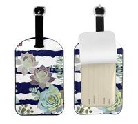 Striped Succulents Print Bag Tags Stylish Luggage Tag 4.3 x 2.76 Inch Essential Travel Accessory Suitcases