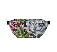Striped Succulents Print Bumbag Large Fanny Pack, Crossbody Waist Bag with Adjustable Strap Chest Bag for Hiking Travel Fitness and Daily Carry