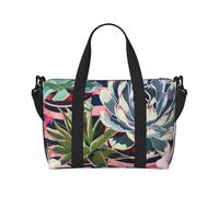 Striped Succulents Printed Travel Bag Duffle Bag for Men Women, Large Water Resistant Gym Bag Weekend Holdall Bag with Shoulder Strap