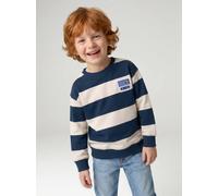 Striped sweatshirt with crew neck for boys navy blue
