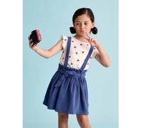 Striped T-Shirt + Cotton Gauze Skirt Outfit, for Girls indigo