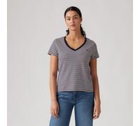Levi's Women's The Perfect V-Neck T-Shirt, Indigo Stripe Navy B, S