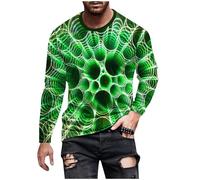 Striped T Shirts Clearance for Men 3D Digital Element Oversized Shirts Round Neck Long Sleeve Pullover Tops Fall Casual Loose Cotton Tees Fashion Going Out Tees Comforty Breathable Tops S-5XL