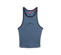 Striped tank top with racerback and logo for women Superdry Essential Bleu L