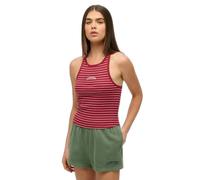 Striped tank top with racerback and logo for women Superdry Essential Rouge S