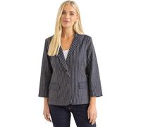Striped Three Quarter Sleeve Blazer - Navy - 20