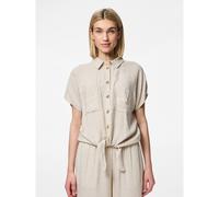 Striped Tie Front Short Sleeve Blouse Ecru/Black