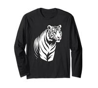 Striped Tiger Cool Cutout Silhouette Art Long Sleeve T-Shirt