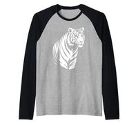 Striped Tiger Cool Cutout Silhouette Art Raglan Baseball Tee