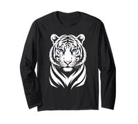 Striped Tiger Cool Cutout Silhouette Blue Eyes Long Sleeve T-Shirt
