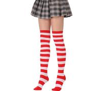 Striped Tights,Knee High Socks Long Thigh Stockings Over Women's Black and White Stripe The Knee-high Sock,for Ladies Women Girls Kids Boots Dress Daily Wear Cheerleader Halloween Accessories (Red)