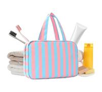 Striped Toiletry Bag 4 Compartments Striped Waterproof Tote