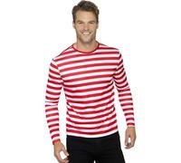 Striped Top T-Shirt Red Black Green Adults Instant Fancy Dress Costume Accessory