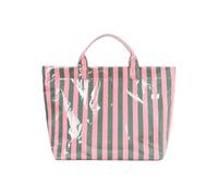 Striped Tote Bag, Stylish and Lightweight Handbag, Large-Capacity Portable Travel Shoulder Bag.(Green and Pink)
