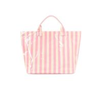 Striped Tote Bag, Stylish and Lightweight Handbag, Large-Capacity Portable Travel Shoulder Bag.(White and Pink)