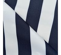 Striped Tough UV Resistant Water Resistant Heavy Duty Outdoor Canvas Gazebo Awning Deckchair Cushion Fabric Material | 60" - 150 cm Wide (per Half Metre, Navy Blue)