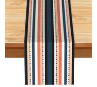 Striped Tribal Triangle Pattern Print Linen Like Table Runner for Dining Table, Coffee Table and Home Party Decoration