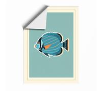 Striped Tropical Fish Mid-Century Unframed Wall Art Print A3 (42×29.7cm), Wall Decor for Living Room, Bedroom, Office & Home, Art Gift