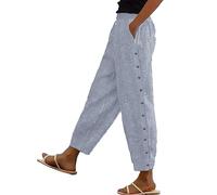 Striped Trousers Womens - Ladies Summer Trousers Elasticated Waist Lightweight Breathe Walking Trousers for Women Stretch Wide Leg Trousers for Women with Pockets Fashion Durable Hiking Trousers Blue