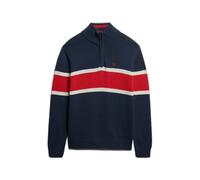 Striped trucker sweater in cotton knit Superdry Bleu M