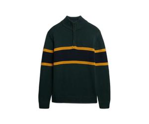 Striped trucker sweater in cotton knit Superdry Vert L