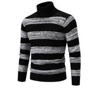 Striped Turtleneck Sweater Men: Men'S Turtleneck Jumper Turtle Neck Tops For Men Color Blocking High Neck Slim Fit Jumpers Patchwork Striped Sweaters Autumn And Winter Casual Cotton Knit Pullovers