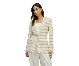 Striped Tweed Blazer for Women Salsa Jeans Beige L