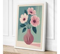 Striped Vase and Blooms Canvas Wall Art Print 18x12 Inch (46 x 30 cm)