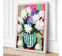 Striped Vase with Purple Canvas Wall Art Print 24x16 Inch